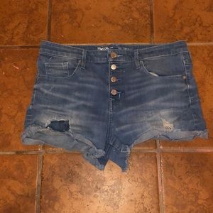 High rise denim shorts
